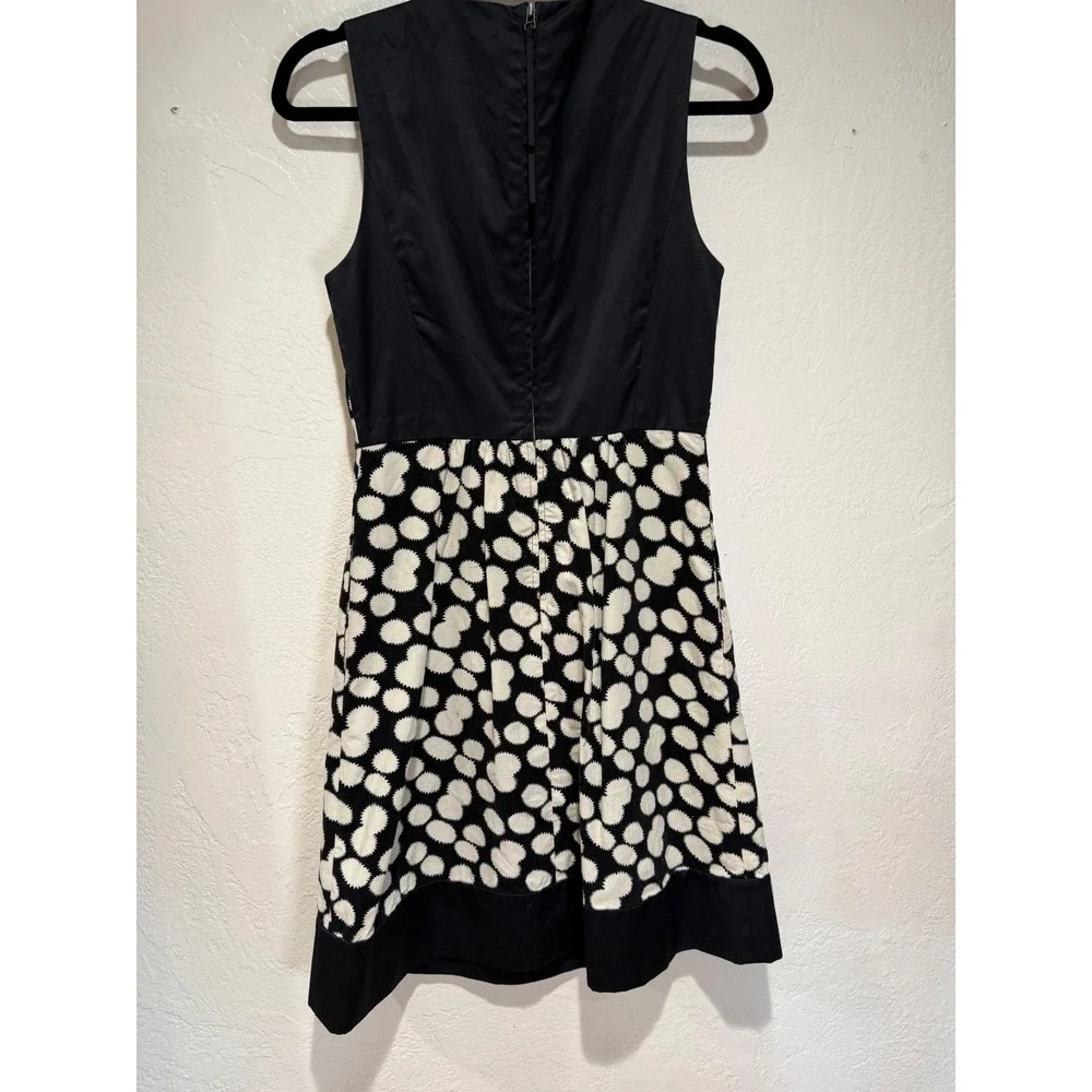 Leifnotes Anthropologie Black White‎ Polka Dot Corduroy Sleeveless Mini Dress 4